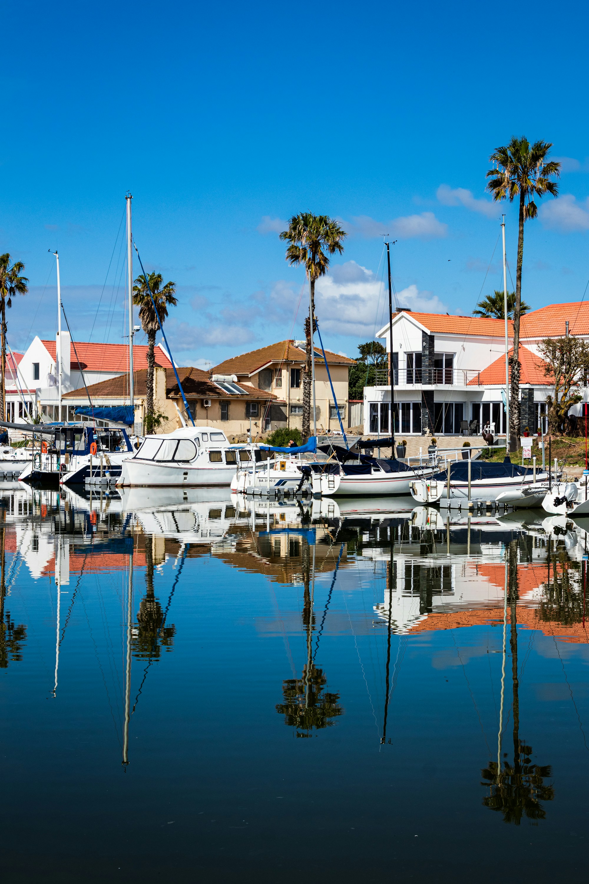 Real yacht-club waterfront and shoreside buildings